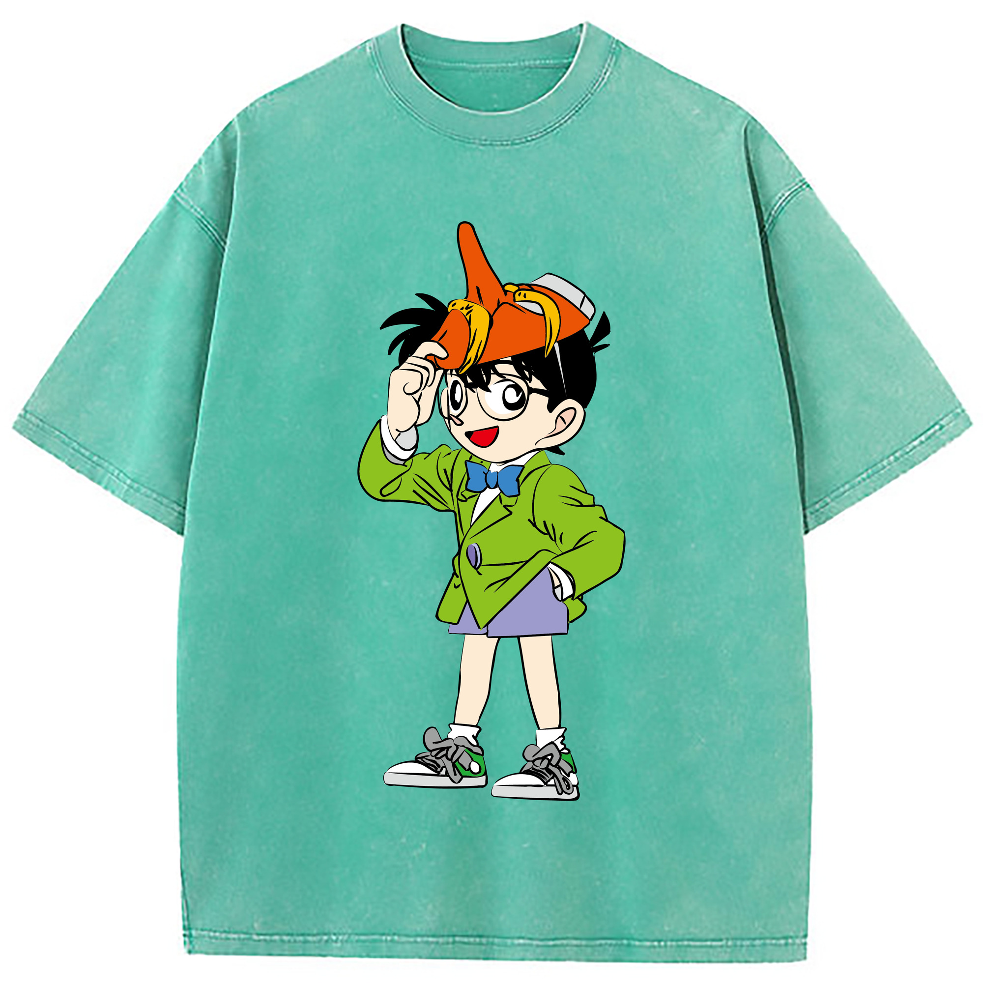 （画像用） 名探偵コナン 江戸川 コナン Detective Conan Conan Edogawa 綿100% ヴィンテージ風 半袖Tシャツ（フロントプリント）